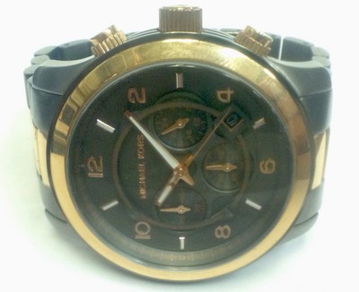 MICHAEL KORS MENS ROSE GOLD GUNMETAL GREY CHRONOGRAPH WATCH 