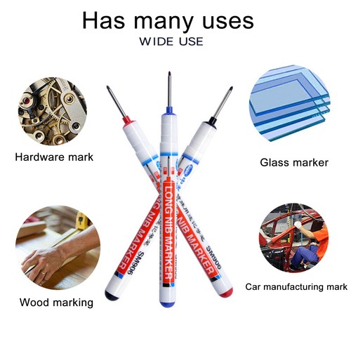 Long Nib Marker Deep Hole Pen Markers for Bathroom Woodworking Marking Pen - Picture 3 of 14