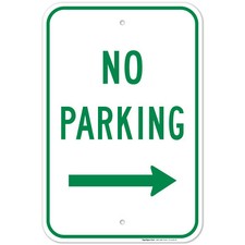 Right Side No Parking Green Sign,