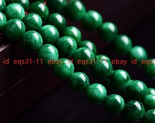 Natural 6/8/10/12/ 14mm Dark Green Jade Gemstone Round Loose Beads 15'' AA