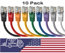 Lot of 10 - 4  FOOT Cat5E Ethernet Patch Cord 9 Colors 24AWG Copper Cable