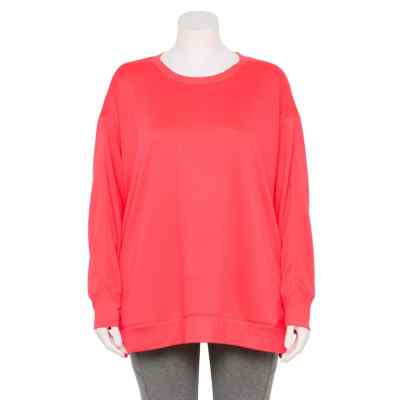 Hot Pink Tunic Sweatshirt Size 1X Stretch Fleece Mom Birthday Gift Tek Gear New