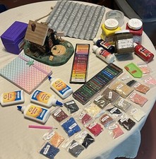 Mixed Media Art Supplies Lot. Paint. Oil Pastels. Diamond Painting Beads