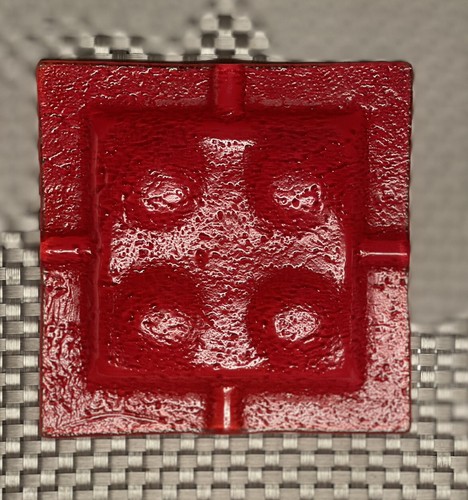 ART DECO ASHTRAY BLOOD RED 6 Inch Square Ceramic Resin Excellent Condition - Picture 4 of 12