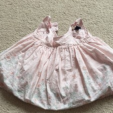 Girls Pink Floral Fit Flare Knee Length Dress Sleeveless Smocked Ruffle