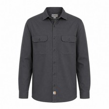 Carhartt S224 DKG Mens Relaxed Fit Work Shirt Gray Long Sleeve Button Up Medium