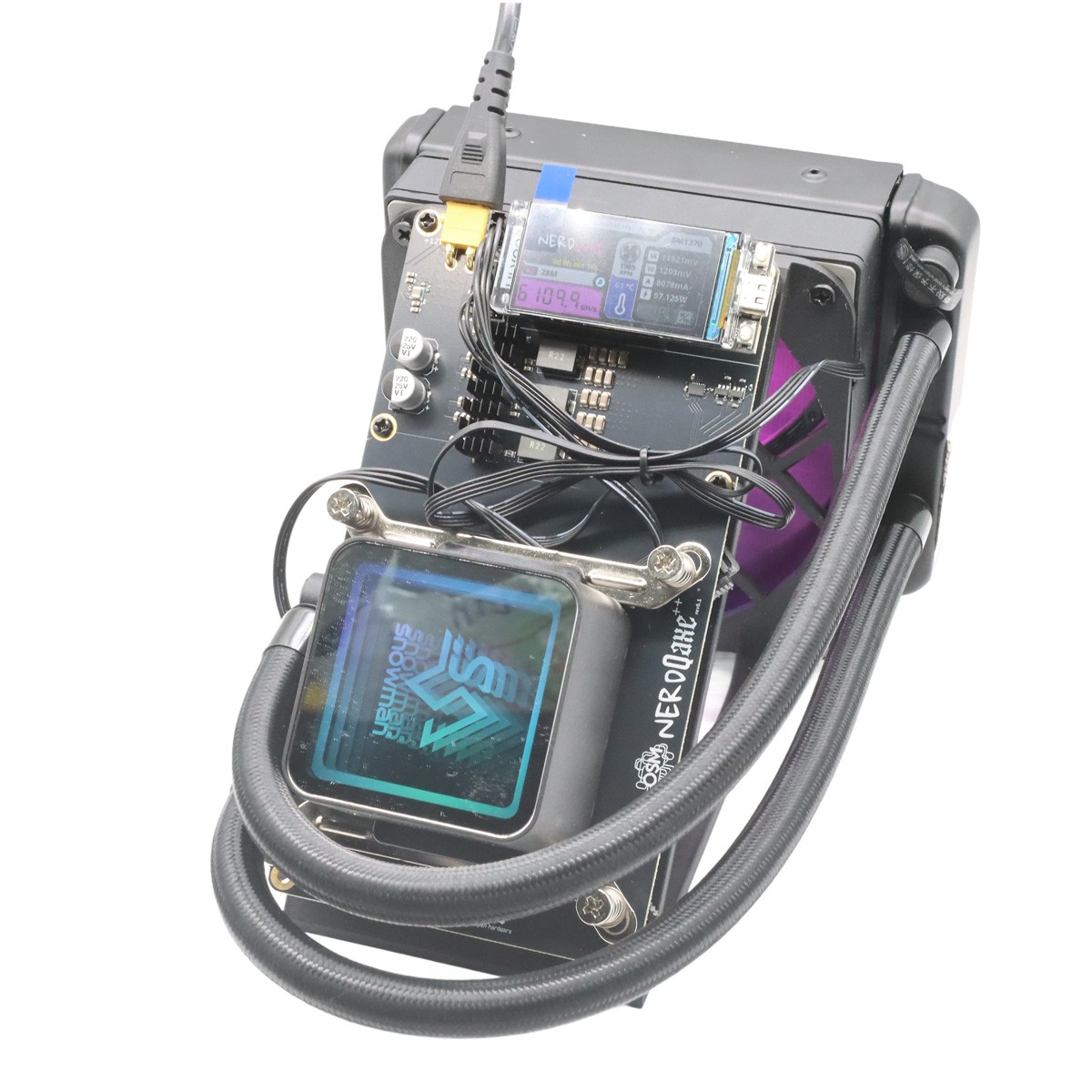 New NerdQaxe++ Hydro Rev 6.1 6T 100W BTC Miner 2.4G WiFi 16.5 J/TH Asic  miner