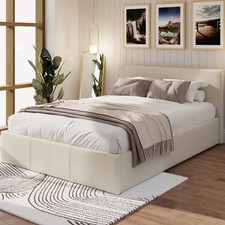 GFW King Size Natural Fabric Ottoman Bed Modern Bedroom Furniture UK