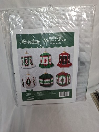 Set of 6 Herrschners 3D Baubles & Bells Ornaments Plastic Canvas Needlepoint Kit - Picture 2 of 6