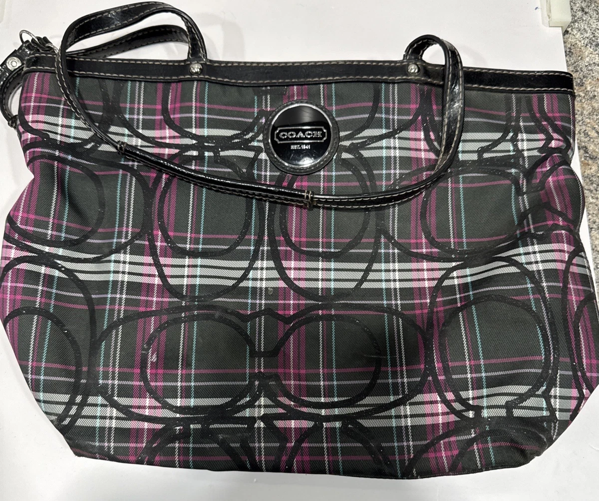 ショルダーバッグ Coach Poppy Plaid Check 2way Satchel Bag Coach poppy purple plaid - Gem