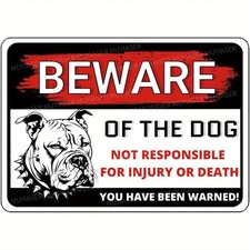 Style Pitbull Dog Warning Aluminum Tin Metal Signs Home D cor 8x12 with Red Blac