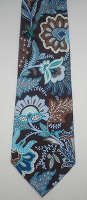 VERA BRADLEY BAEKGAARD BLACK w/ MULTICOLOR FLORAL PAISLEY 100% SILK NECK TIE 59''