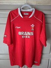 Wales Rugby Union Reebok Shirt Large Red 2005 Brains Beer Grand Slam Home WRU