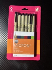 Pigma Micron Fineliner Pens, 03 Tip Size, Archival Ass't Colors, 6 PK 50049