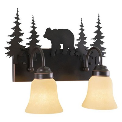 Bozeman 2-Light Bathroom Light in Rustic Style 13.75 Inches Tall and 16.75