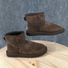 UGG Classic Mini Boots Womens 7 Shearling Sheepskin Pull On Ankle Top Flat Brown