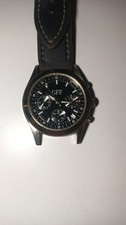 GFF Herrenuhr Edelstahlgehäuse, Lederarmband, Chronograph Design, schwarz/silber