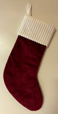 Target Wondershop 20" Burgundy Velvet Plush Ribbed White Cuff Christmas Stocking