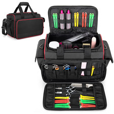 Hairdresser Bag with Adjustable Dividers, Travel Barber Case, Black Holds Vari