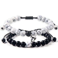 2 Pcs Magnetic Couples Bracelets Matching Bracelets Adjustable Connecting Bra...