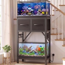 lon Fish Tank Stand with Power Outlets  Storage HAS021SBK  5-10 Gal Black