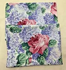 2 Vtg Pillowcases Rose Lilac Flowers Lady Pepperell Granny Percale 30"x20" EUC