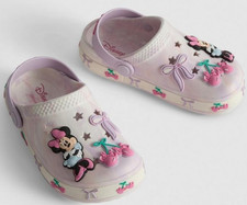 Disney Clog Shoes Sandals Girls 9 Pink Minnie Mouse Bow Cherry Crocs Charms NEW