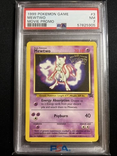 1999 POKEMON GAME MOVIE MOVIE PROMO #3 MEWTWO PSA 7