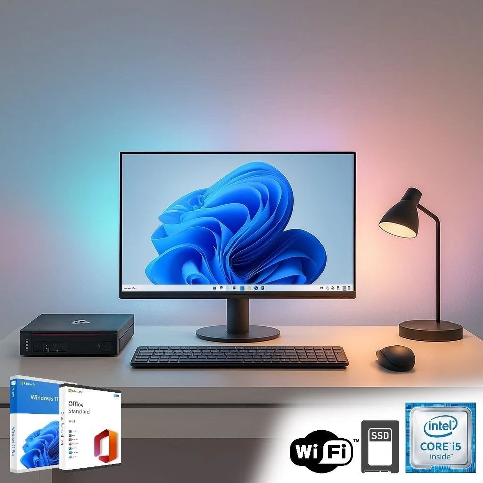 PC-Set | Fujitsu Mini PC + 27" Monitor | Intel | Win 11 Pro | 8GB RAM 256GB SSD