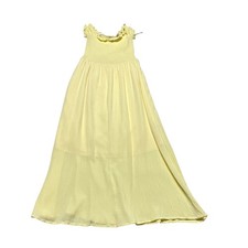 Forever 21 Smocked Off Shoulder Womens Maxi Dress Small Yellow Ruffle Trim