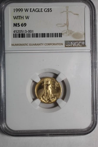 1999-W $5 Gold Eagle NGC MS-69 Unfinished Proof Dies #001