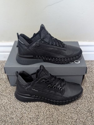Size 6-6.5 Womens Ecco Zipflex W Low Dyn Black Lace Up Athletic Sneaker Shoes