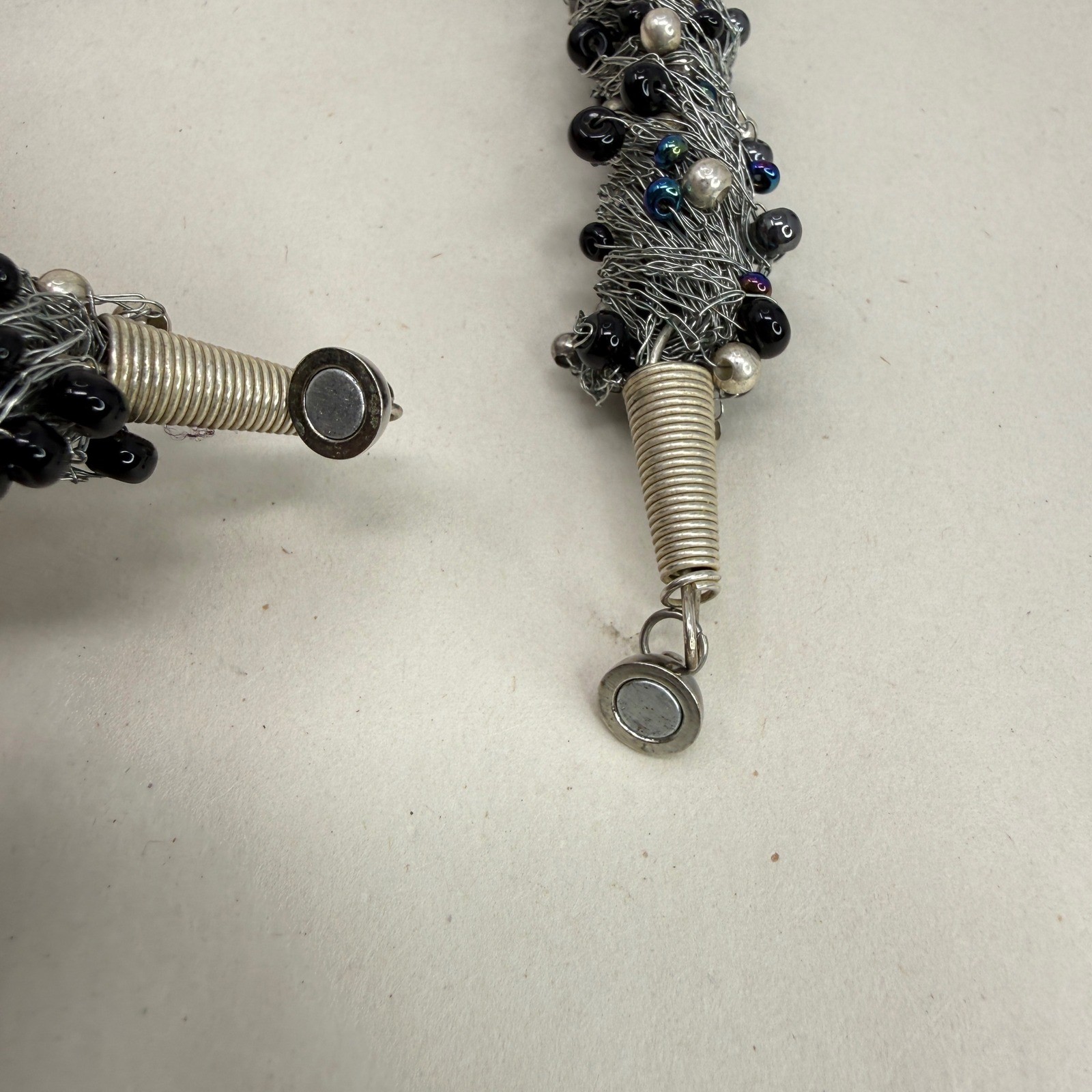 Wire Wrapped Pearl Beaded Statement Necklace Blac… - image 8