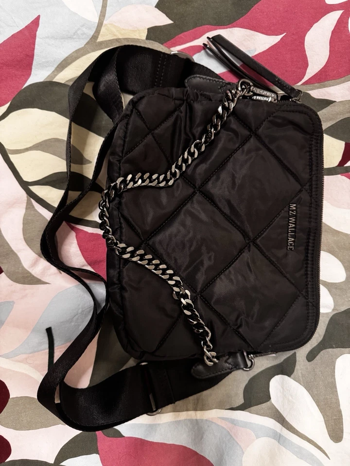 Bandolera Madison acolchada MZ Wallace nueva con etiquetas en negro con herrajes Gunmetal Foto 4 de 4