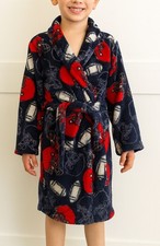 The Childrens Place Boys Fleece Wrap Football Robe Black Red Gray M/7-8