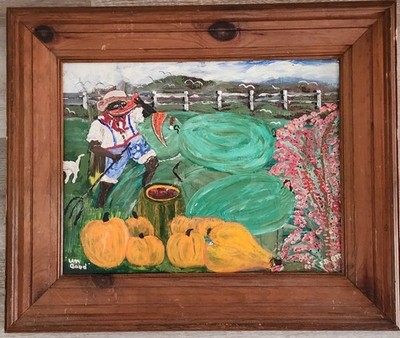 E.B. Edward Ott Outsider Primative Folk Art Painting ''Um Good'' Watermelon Man
