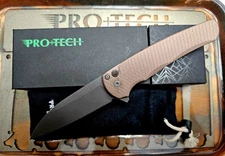 Pro-Tech Knives Malibu FDE Dragon Scales Acid Washed MagnaCut Wharncliffe Blade