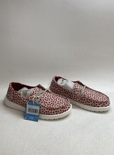 Hey Dude Wendy Youth Red Heart Print Slip On Loafer Shoes NWT Kids Size Y3-L4