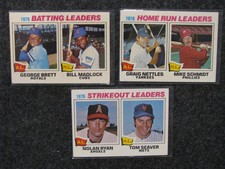 (3) 1977 Topps Strikeout Leaders #6 Ryan,  Home Run #2 Schmidt, Batting #1 Brett