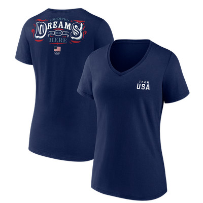 Women's Fanatics Navy Team USA Paris-2024 Summer Olympics Dreams Are Made Here