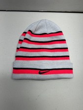 Nike Youth Beanie Hat Gray Knit Cap Logo Winter Outdoor