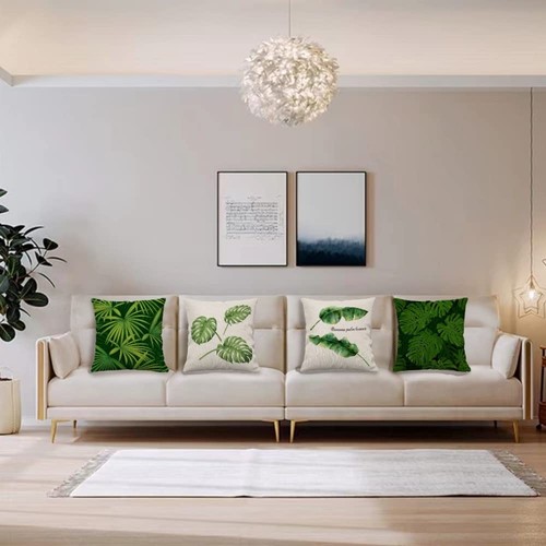 Green Plants Throw Pillow Covers 18x18 Set of 4 Tropical Leaf Pillow Covers S... - Picture 6 of 7