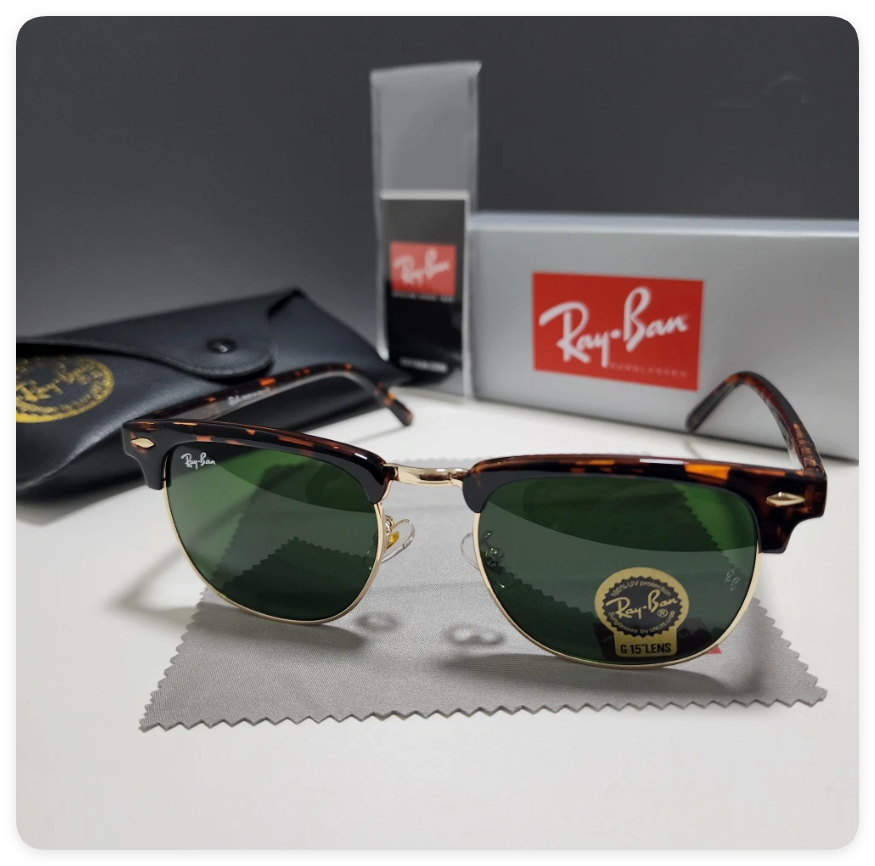 Ray-Ban Sunglasses RB3016 Clubmaster Classic Tortoise Frame Green