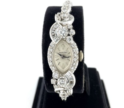 Vintage Hamilton 14K White Gold Diamond Ladies Cocktail Watch