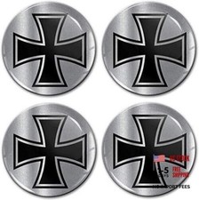 4 x 60mm 3D Domed Car Wheel Centre Cap Stickers for Hub Cap Rim Cover Silver