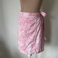 Lilly Pulitzer Jubilee Chandler Floral Print Pink White Cotton Wrap Skirt EUC 2