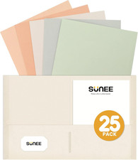 Folders with Pockets 25 Pack, Pastel Colors , 2 Pocket Folders Fit Letter Size