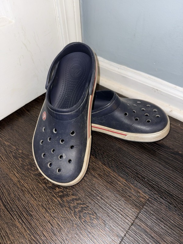 Crocs Crocband Clog Blue White Red Men 9 W 11 Unisex Shoe MADE MEXICO Different*
