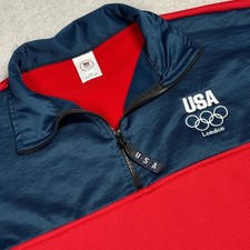 USOC Olympics Quarter Zip Pullover Mens XXL Red Blue London 2012 Made in USA