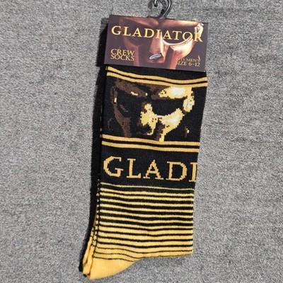 Gladiator Movie Men's Crew Socks Black Gold Graphic Size 6-12 New NWT